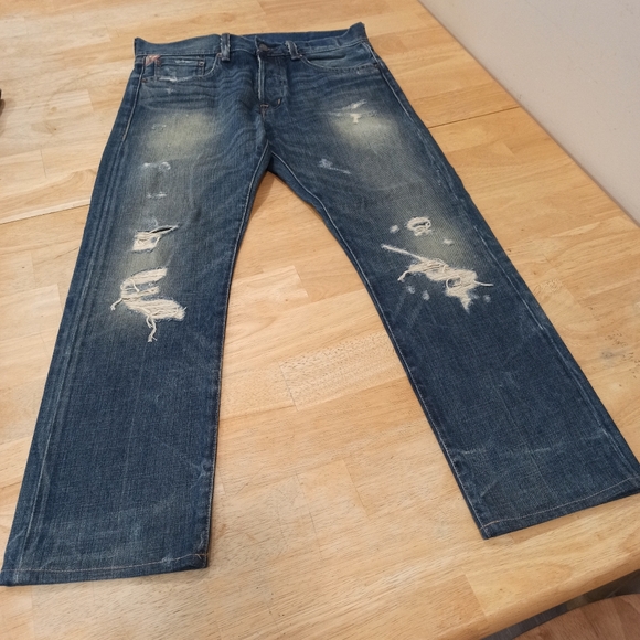 Denim & Supply Ralph Lauren Other - Ralph Lauren Mens Denim & Supply Slim Distressed Patched Blue Denim Jeans 30x32